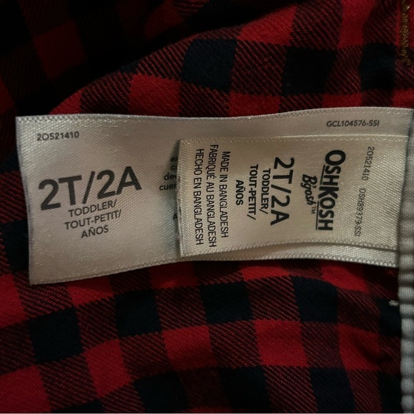 Oshkosh B’Gosh Kids Toddlers Denim Overalls Flannel Lined size 2T - Picture 8 of 11